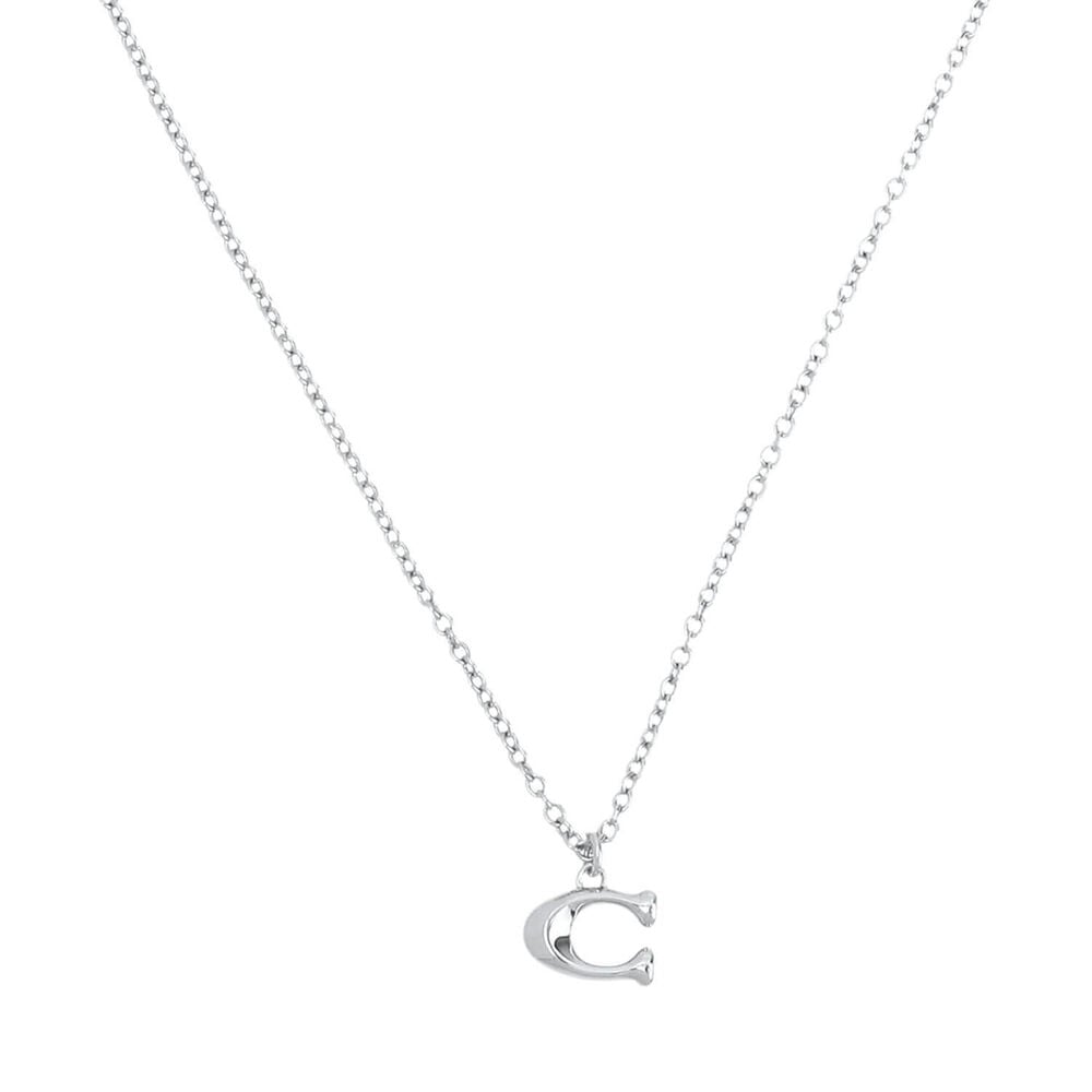 Coach Silver Tone Brass Signature C Starter Necklace