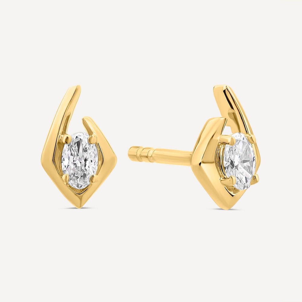 Born Kissed with Diamonds 9ct Yellow Gold Lab Grown 0.20ct Oval Diamond Split Shaped Earrings