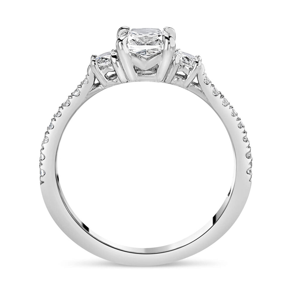 Northern Star 1.0ct Cushion Diamond Side Stones 18ct White Gold Ring image number 2
