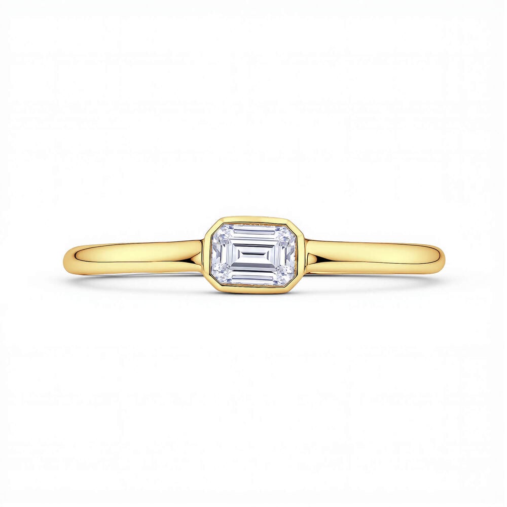 Born Contour 9ct Yellow Gold 0.25ct Emerald Lab Grown Diamond Bezel Set Ring
