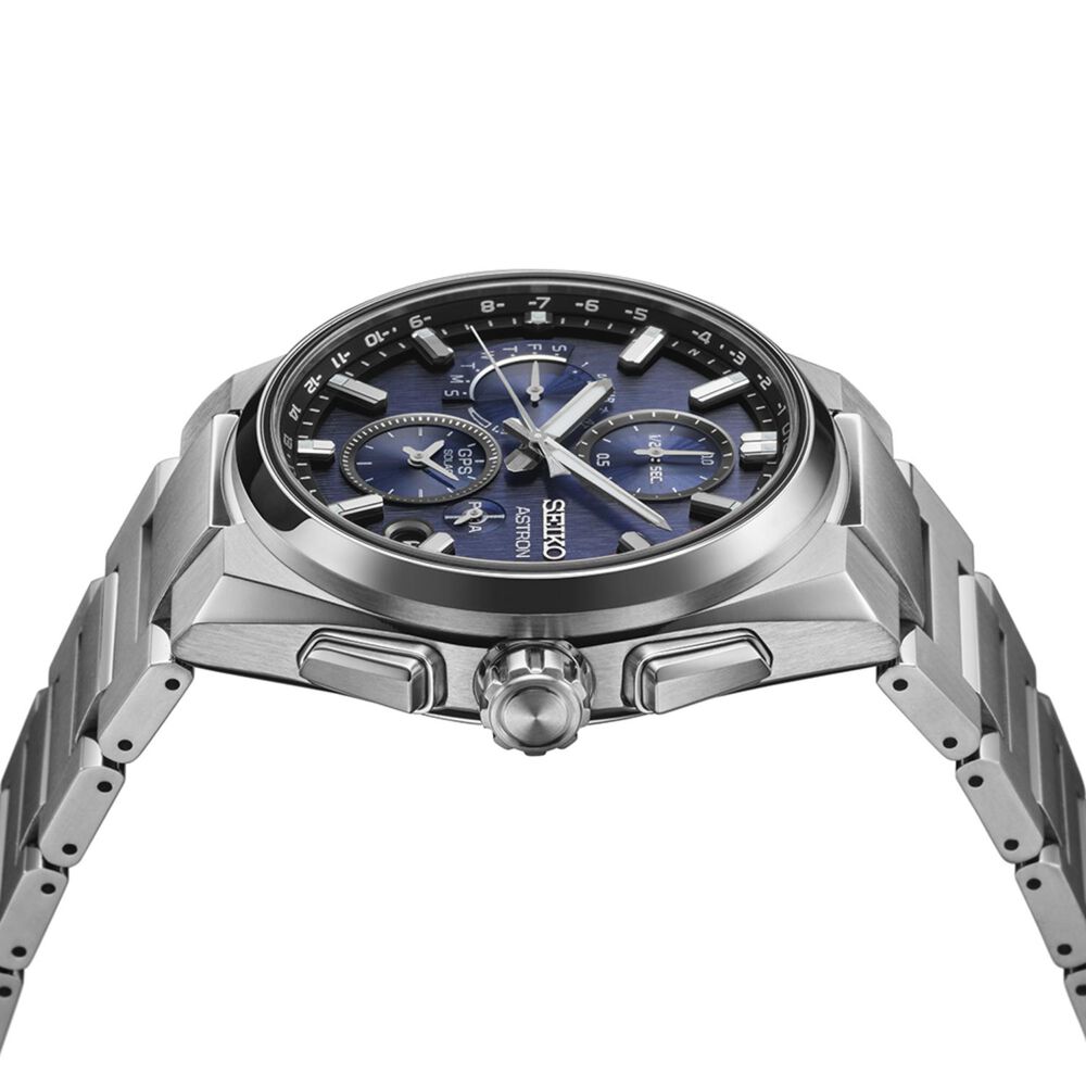 Seiko Astron GPS Solar 5X Dual-Time Chronograph 42mm Infinite Blue Dial Titanium Bracelet Watch