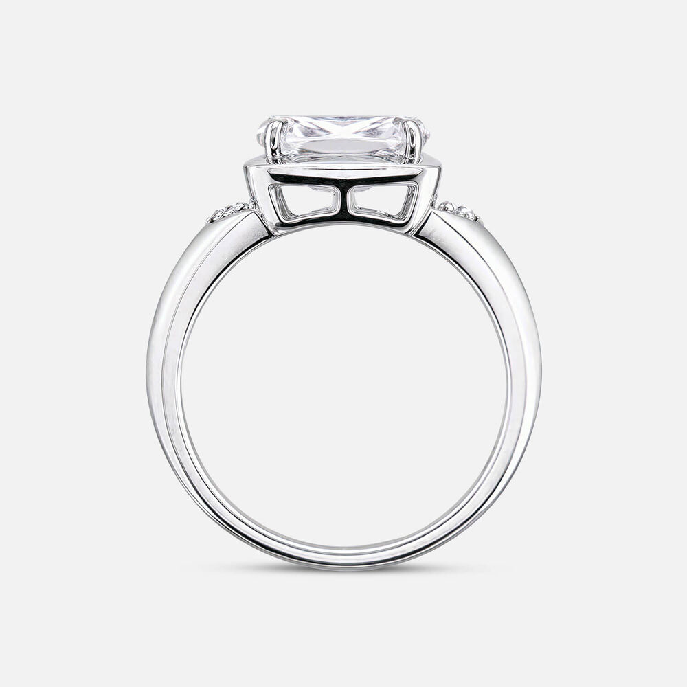Sterling Silver Rectangular Cubic Zirconia Bezel Set Ring