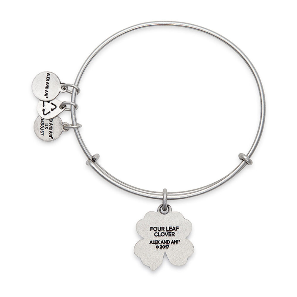 Alex and Ani Rafaelian Silver Four Leaf Clover IV Charm Bangle image number 1