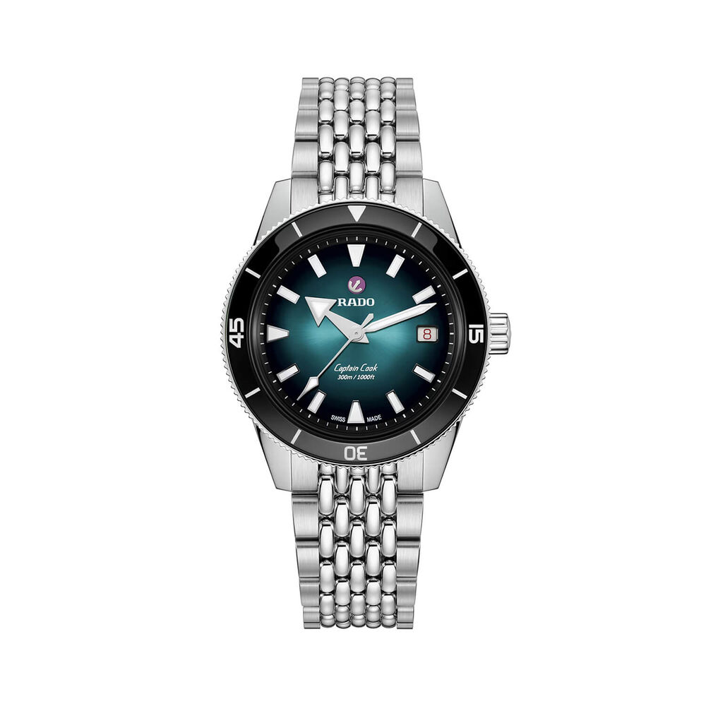 Rado Captain Cook Automatic 39mm Gradient Turqoise Dial Steel Bracelet Watch image number 0