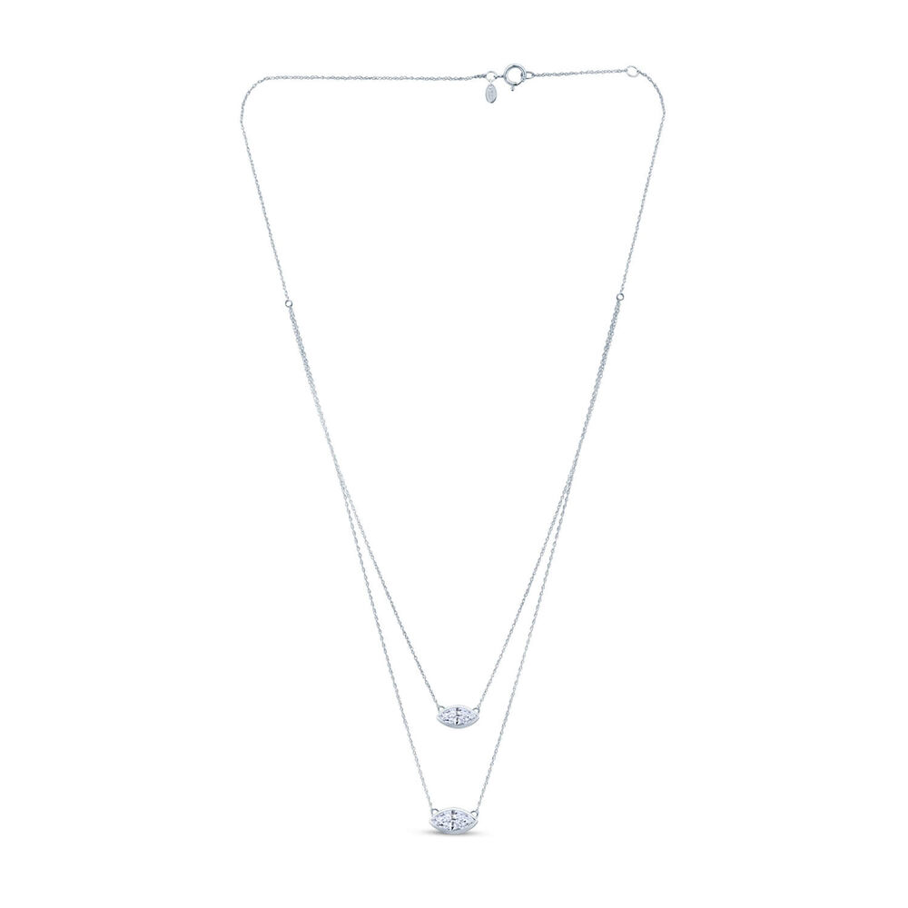 Born Contour 9ct White Gold 0.40ct Marquise Lab Grown Diamond Double Necklet