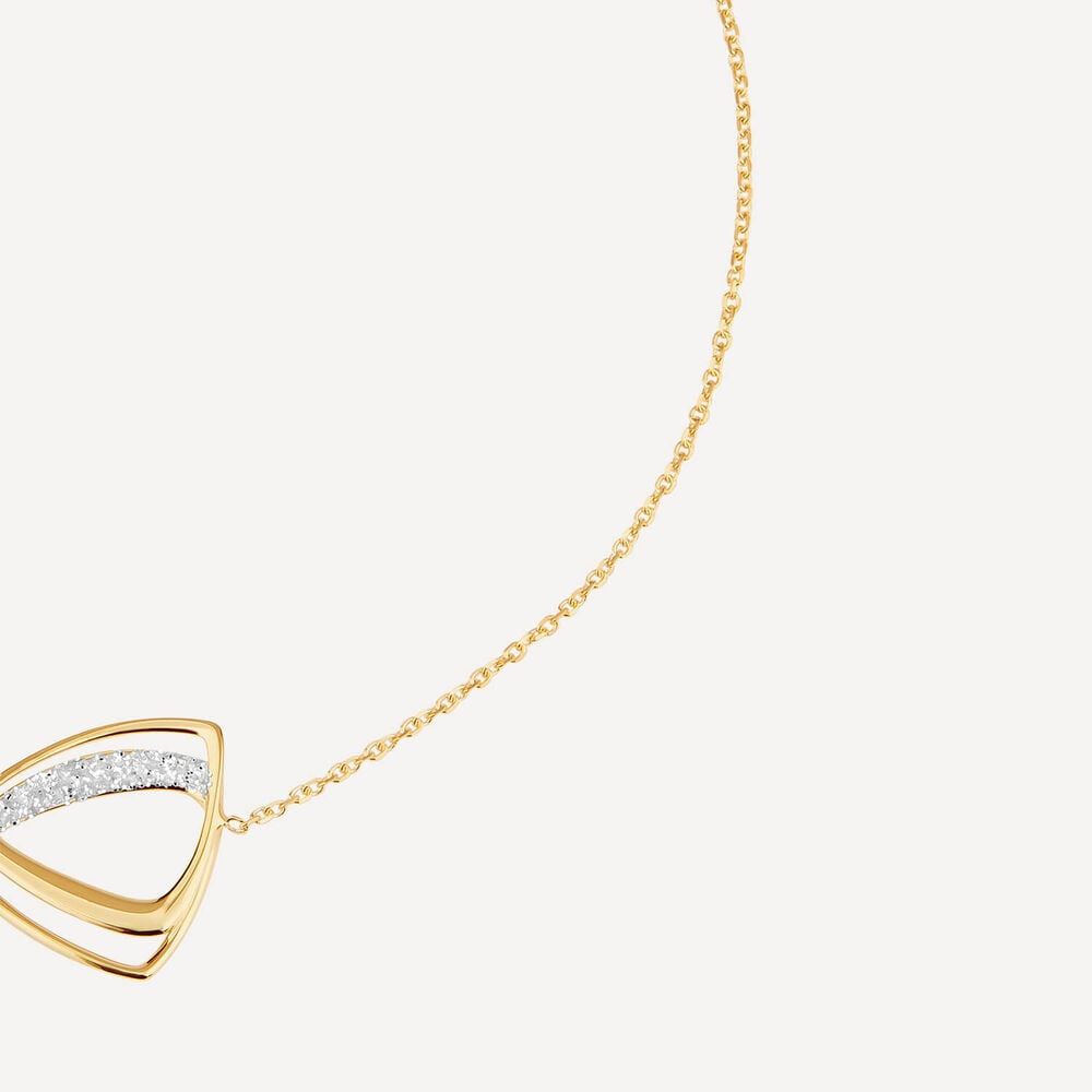 9ct Yellow Gold Double Triangular Glitter Accent Chain Bracelet