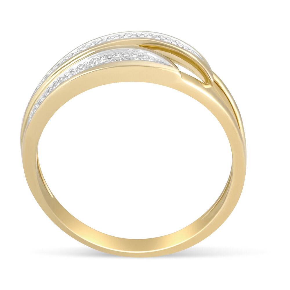 9ct Yellow Gold Diamond Open Wave Ring image number 2