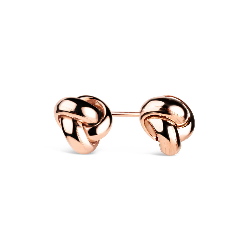 9ct Rose Gold Triple Knot Stud Earrings image number 1