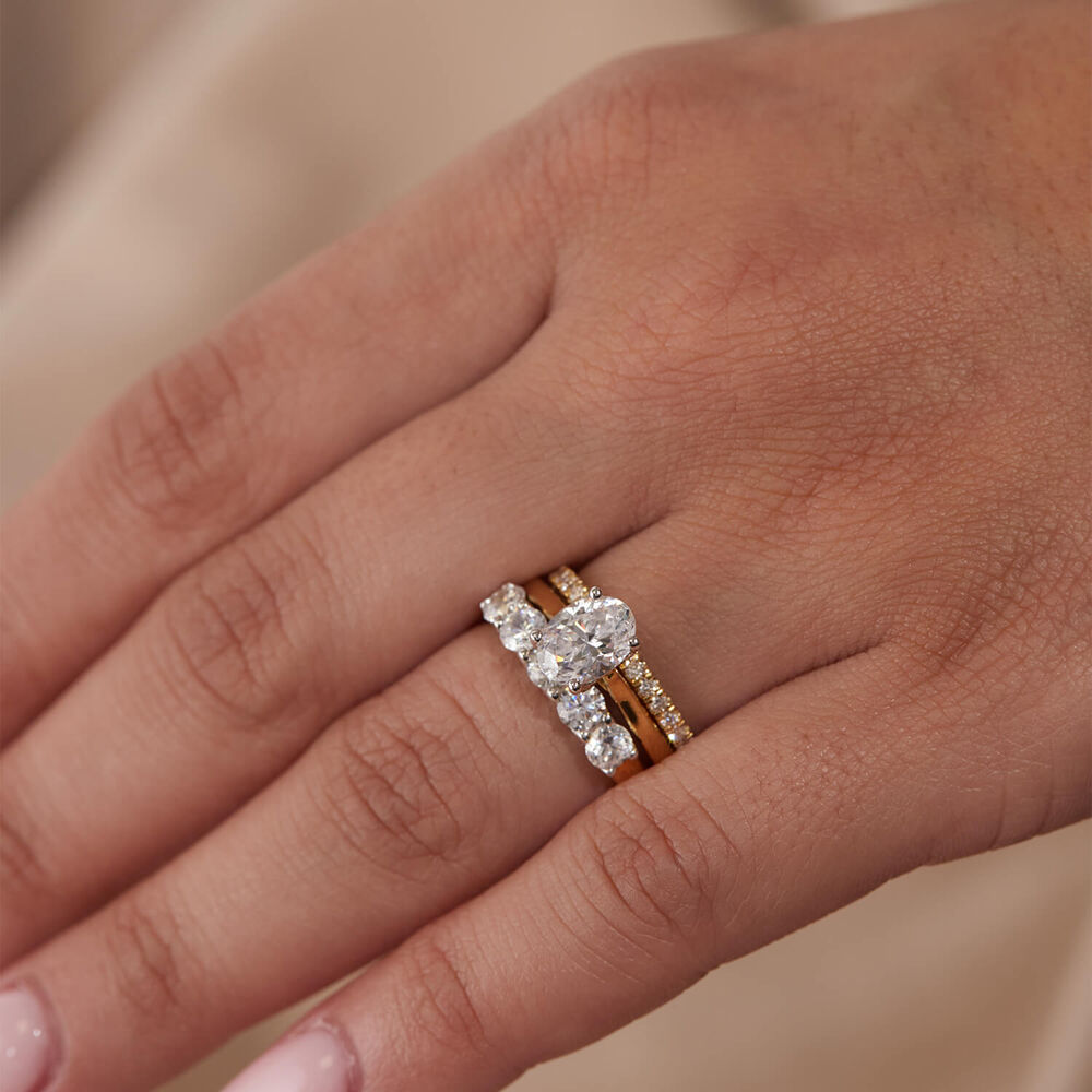 Born 18ct Yellow Gold 0.20ct Lab Grown Diamond Claw Set Half Eternity Wedding Ring