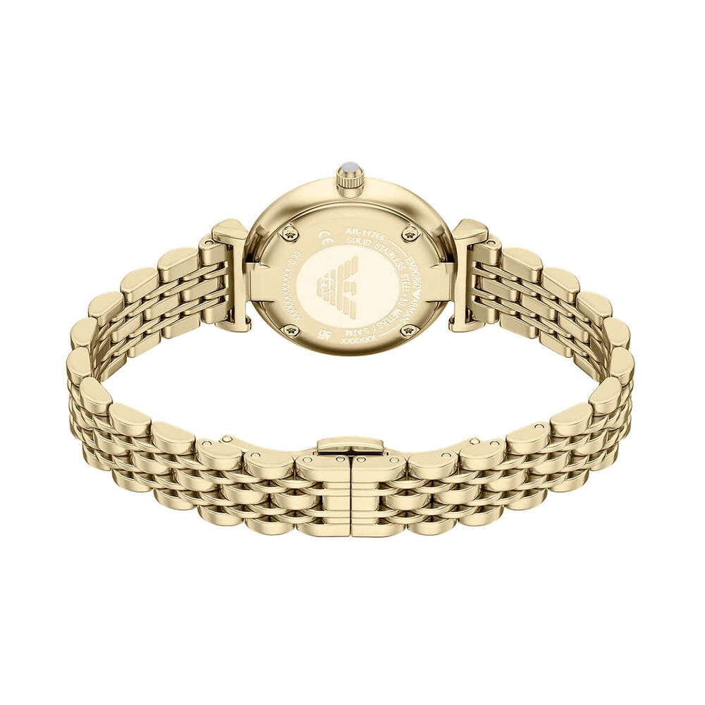 Emporio Armani Gianni T-Bar 32mm Beige Gold Dial Yellow Gold Tone Steel Bracelet Watch