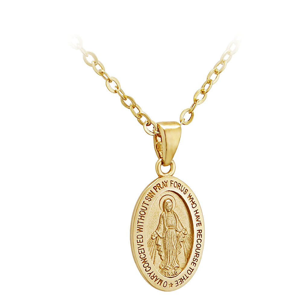 9ct Gold Small Miraculous Medal (Chain Included)