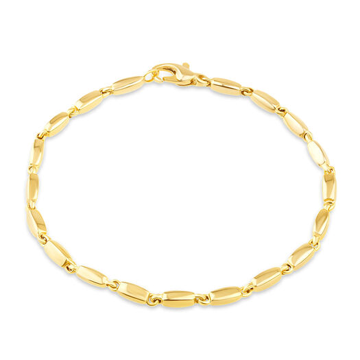 9ct Yellow Gold Simple Long Bead Chain Ladies Bracelet