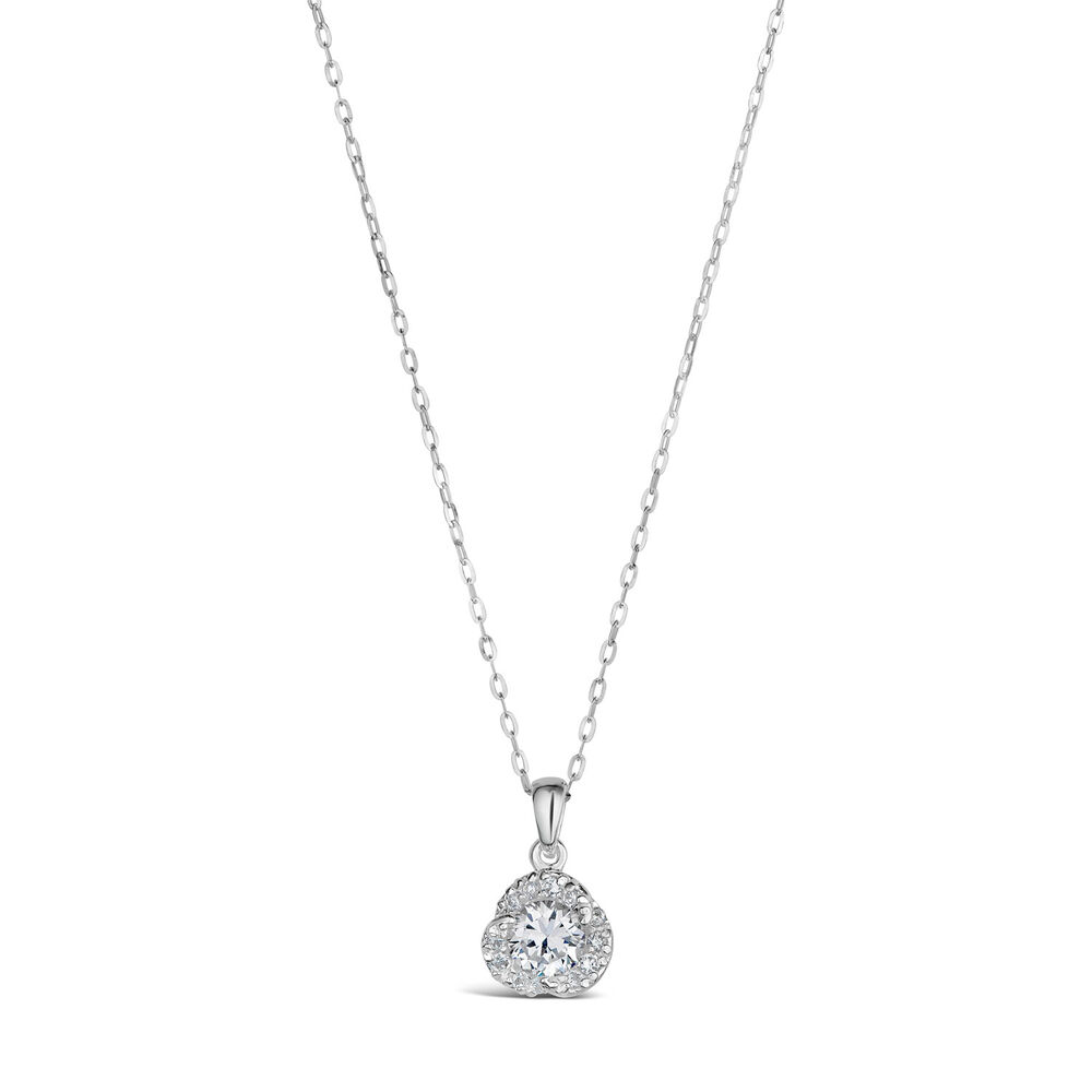 Sterling Silver Cubic Zirconia Pav Knot Pendant (Chain Included) image number 0