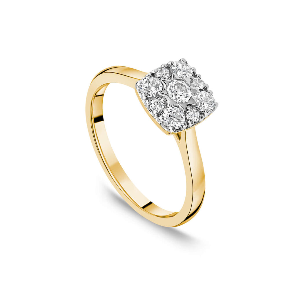 9ct Yellow Gold 0.50ct Square Cluster Diamond Ring