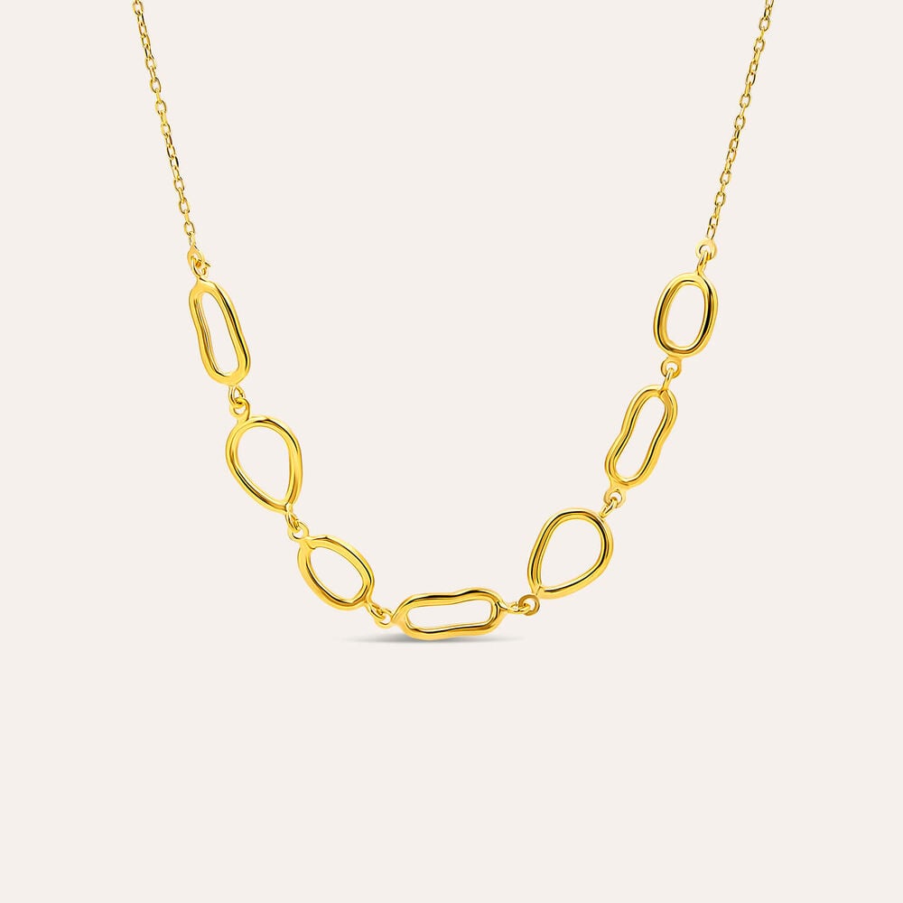 Yellow Gold Plated Sterling Silver Open Tear Loop Necklet