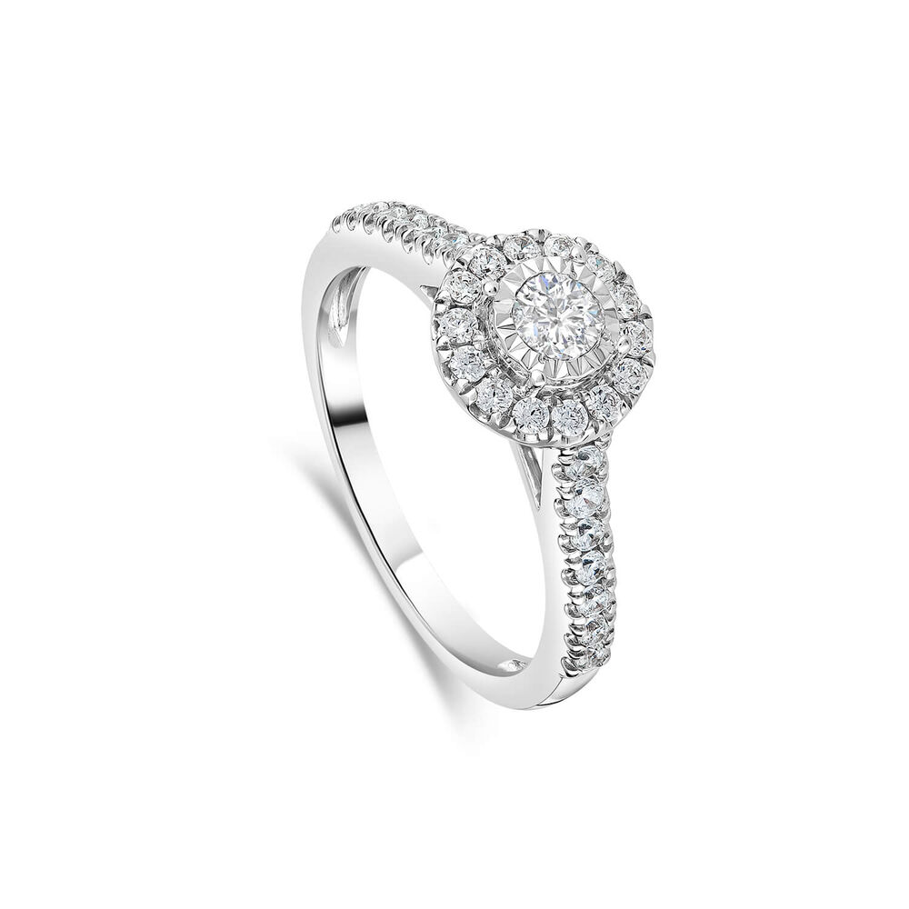 18ct White Gold Embellished Diamond Halo Cluster with 0.50 Carat Ring image number 0