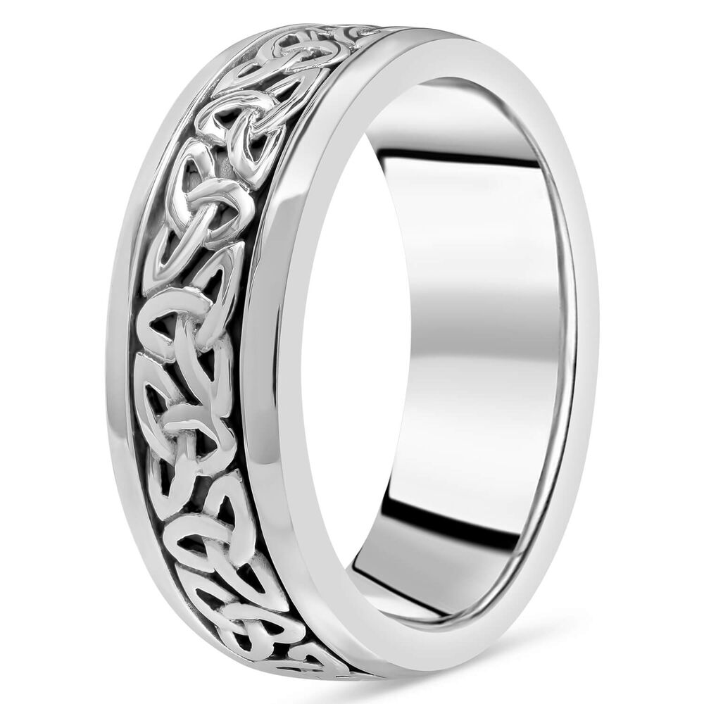 Sterling Silver Trinity Knot Men's Ring image number 3