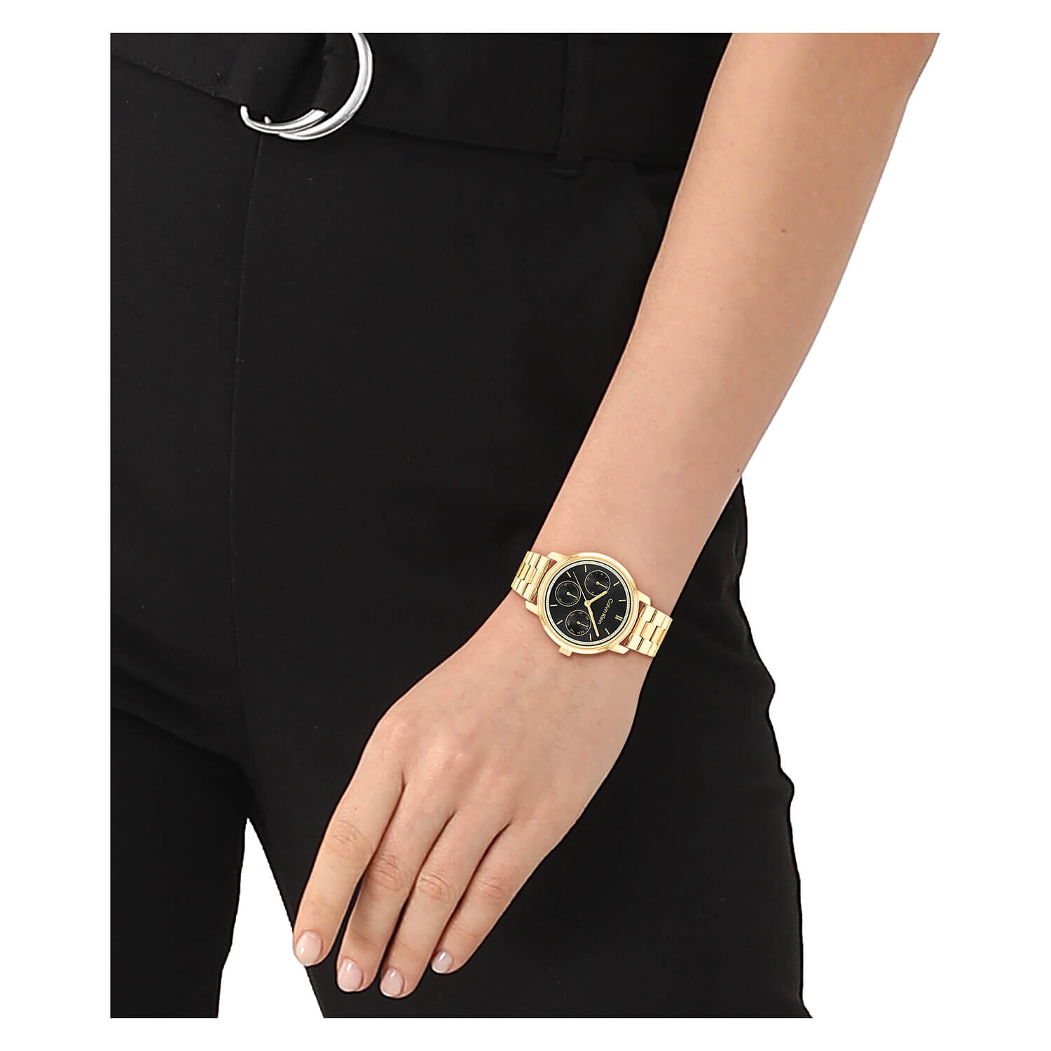 Calvin Klein Timeless 38mm Black Dial Yellow Gold Watch