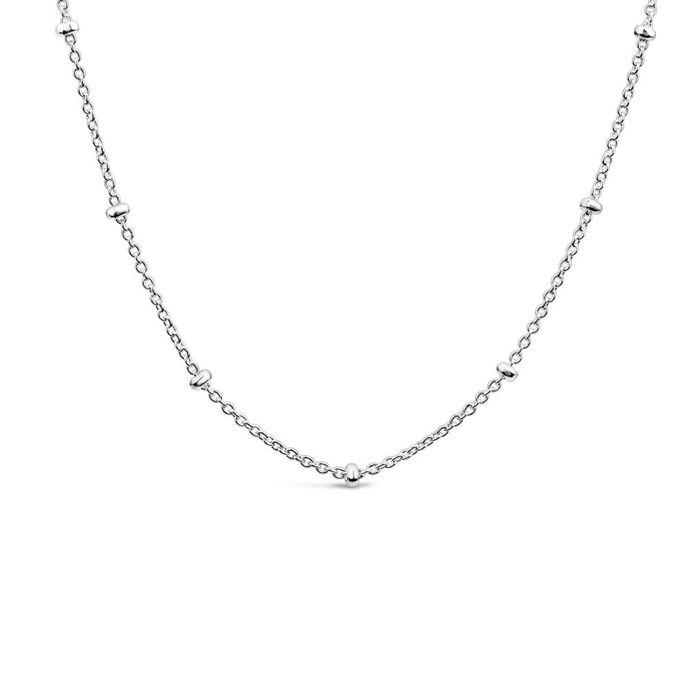 Sterling Silver Beaded Trace Chain Necklace image number 0