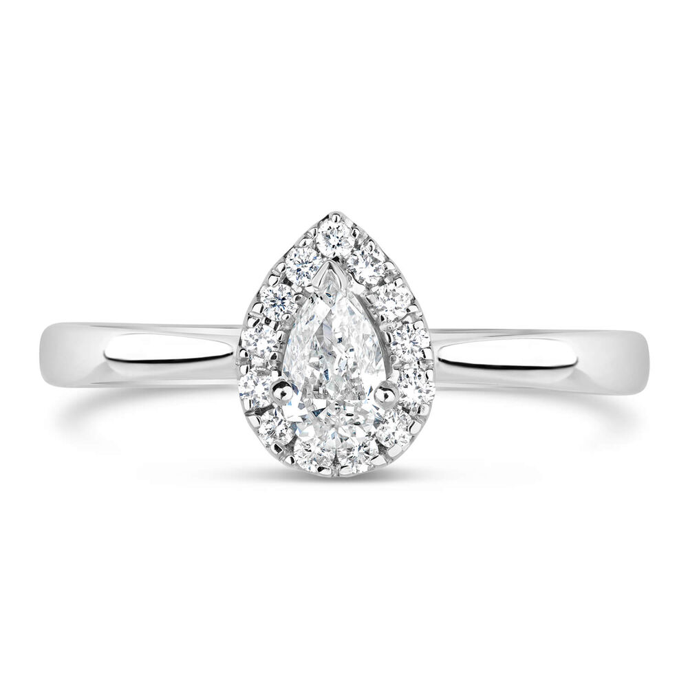 9ct White Gold 0.25ct Diamond Pear Cut Halo Ring image number 1