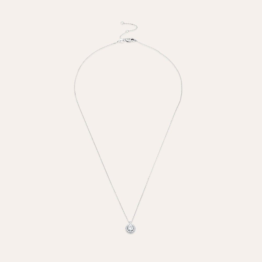 Born 9ct White Gold Lab Grown 0.52ct Halo Diamond Pendant