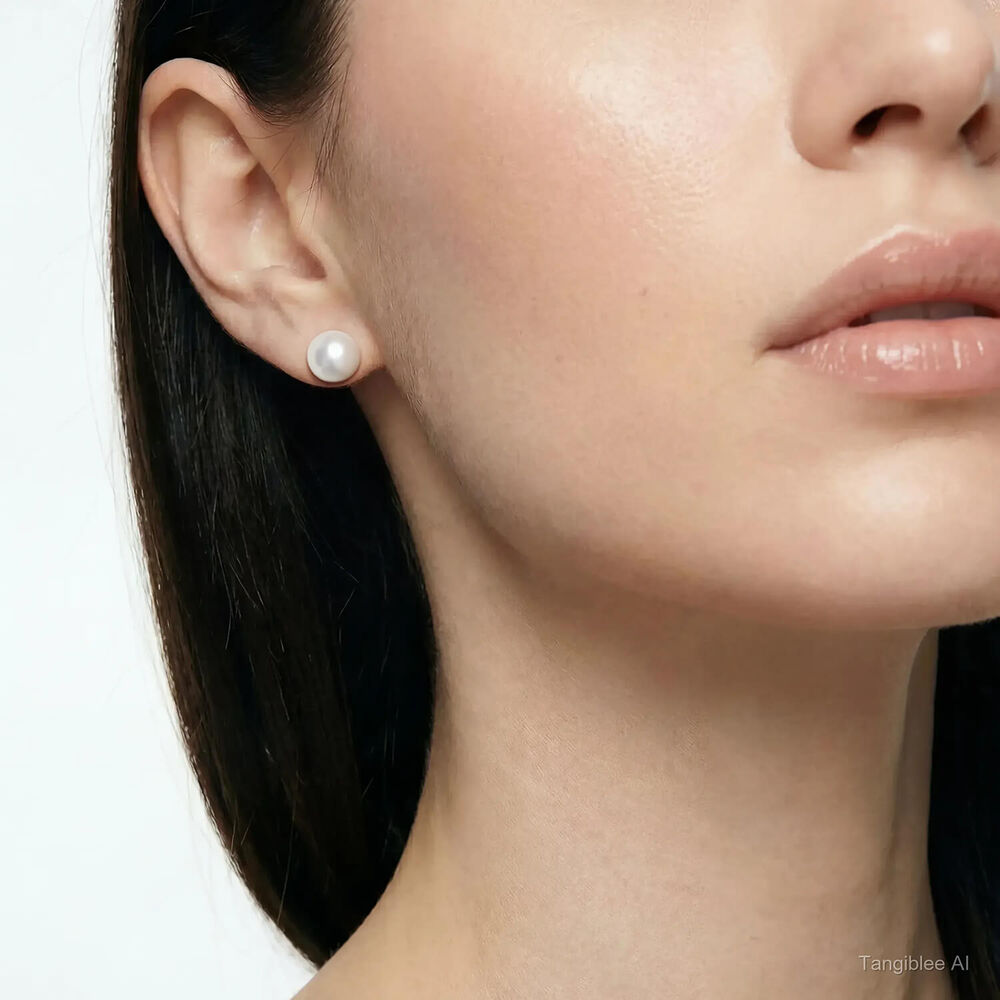 Sterling Silver Freshwater 8-8.5mm Pearl Stud Earrings