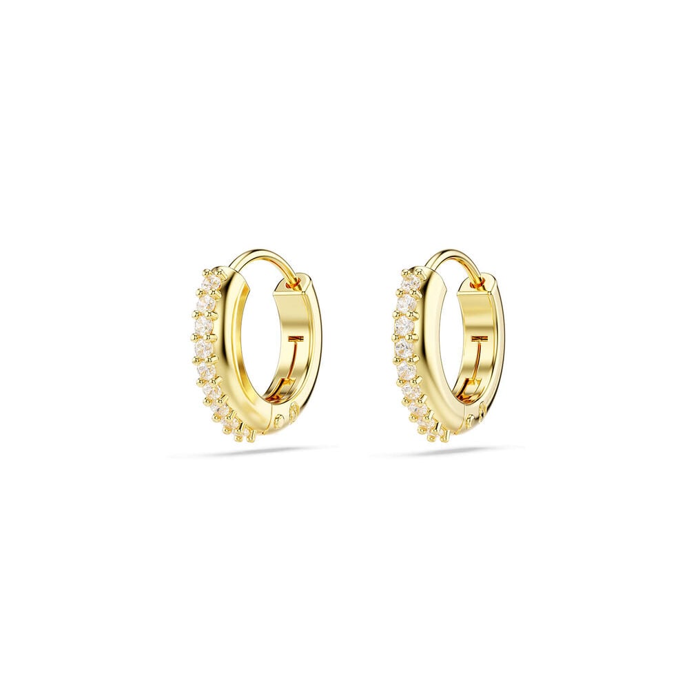 Swarovski Matrix Cubic Zirconia 18ct Yellow Gold Finished Mini Hoop Earrings