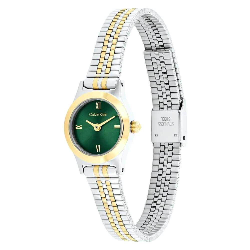 Calvin Klein Contemporary 18mm Green Dial Two Tone Stainless Steel Bracelet Watch