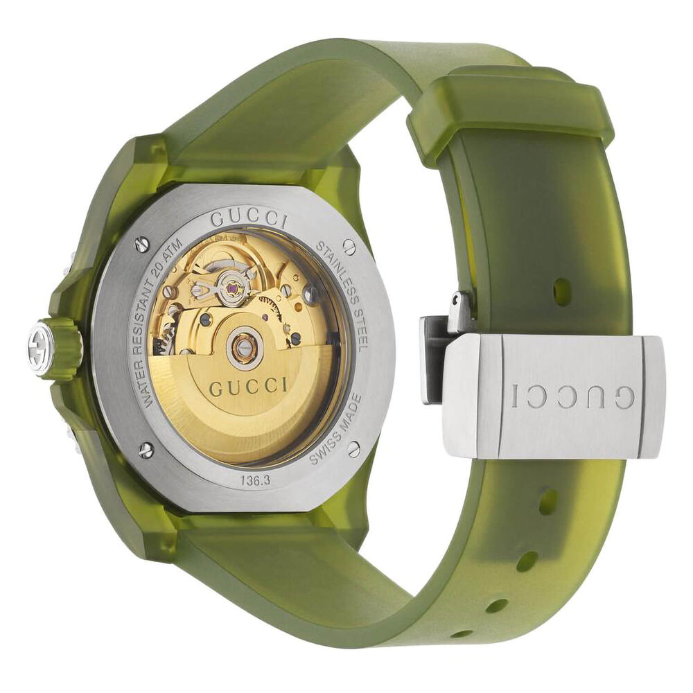 Gucci Dive 40mm Green Transparent Dial Green Plastic Strap Watch
