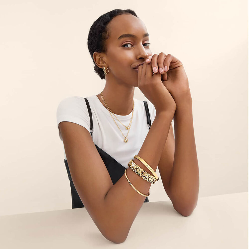 Coach Silver Tone Brass Signature C Starter Necklace