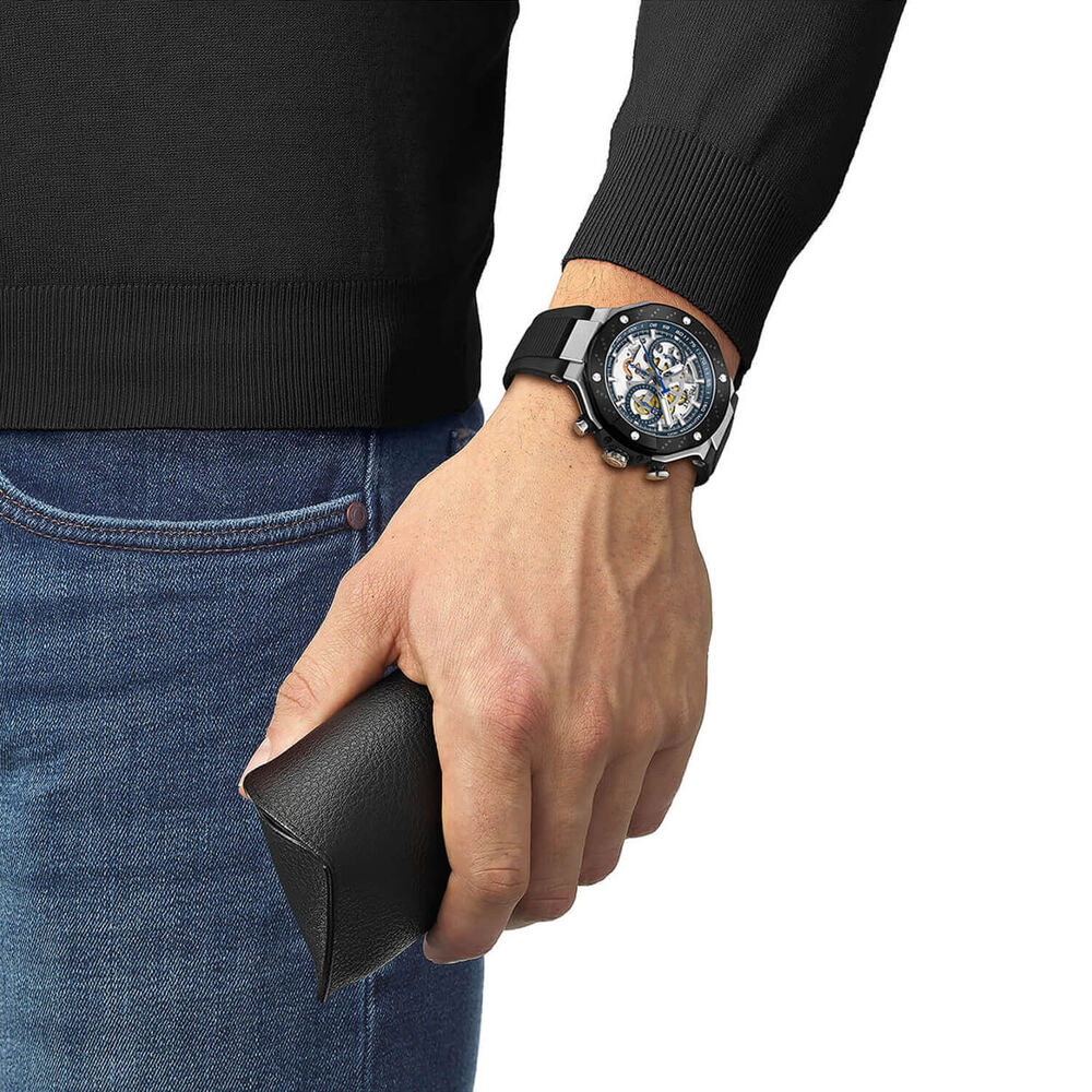 Tissot T-Race MotoGP Automatic Chronograph 45mm Transparent Dial Black Rubber Strap Watch image number 5