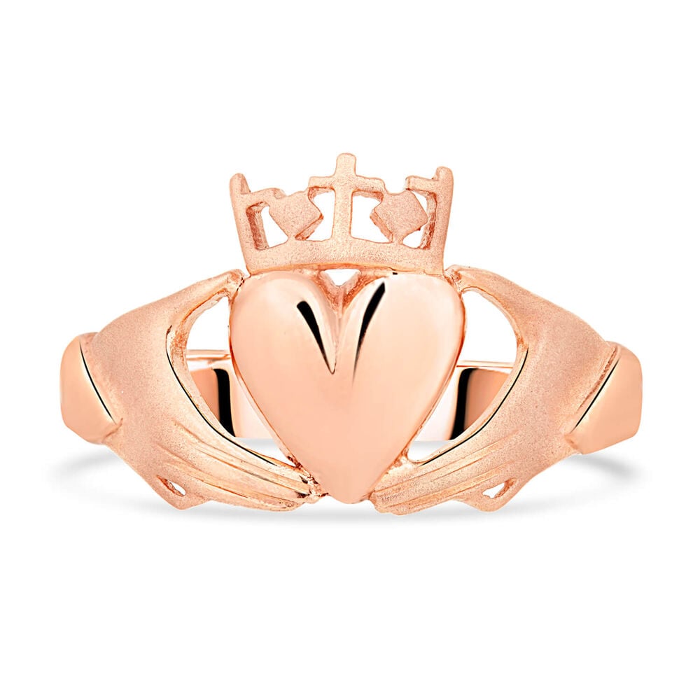 10ct Rose Gold Simple Ladies Claddagh Ring