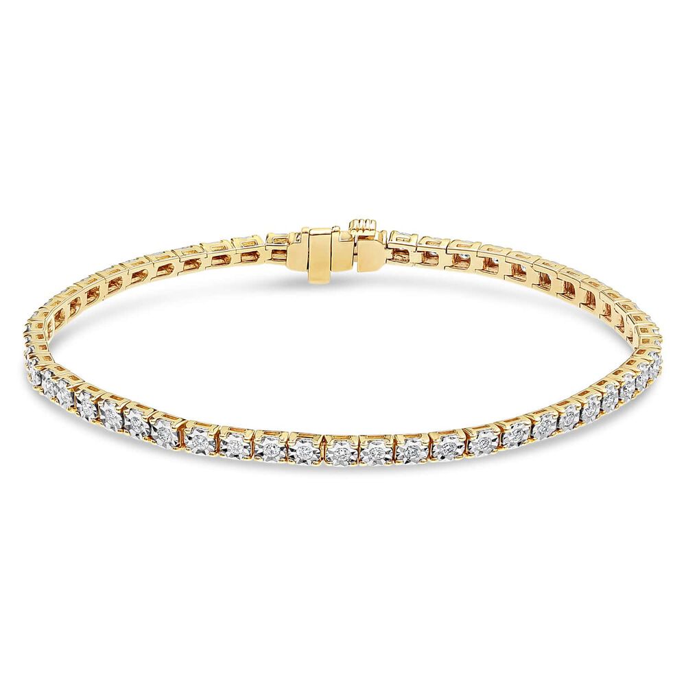 9ct Yellow Gold 1.00ct Diamond Tennis Bracelet