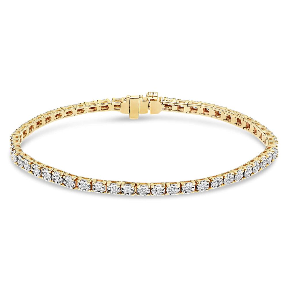 9ct Yellow Gold 1.00ct Diamond Tennis Bracelet image number 0