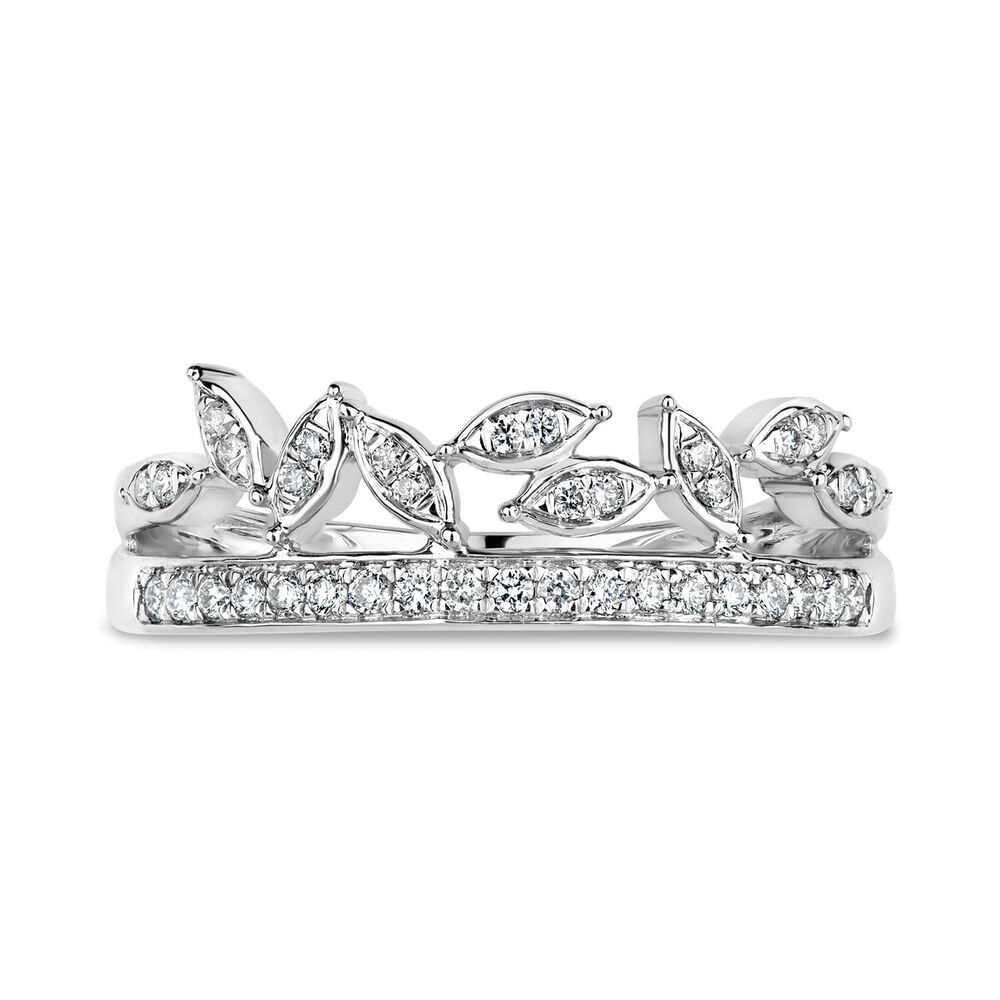 9ct White Gold 0.15ct Diamond Set Ladies' Crown Ring