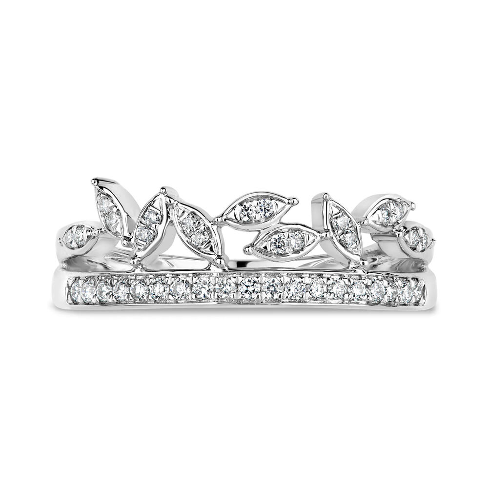 9ct White Gold 0.15ct Diamond Set Ladies' Crown Ring image number 1