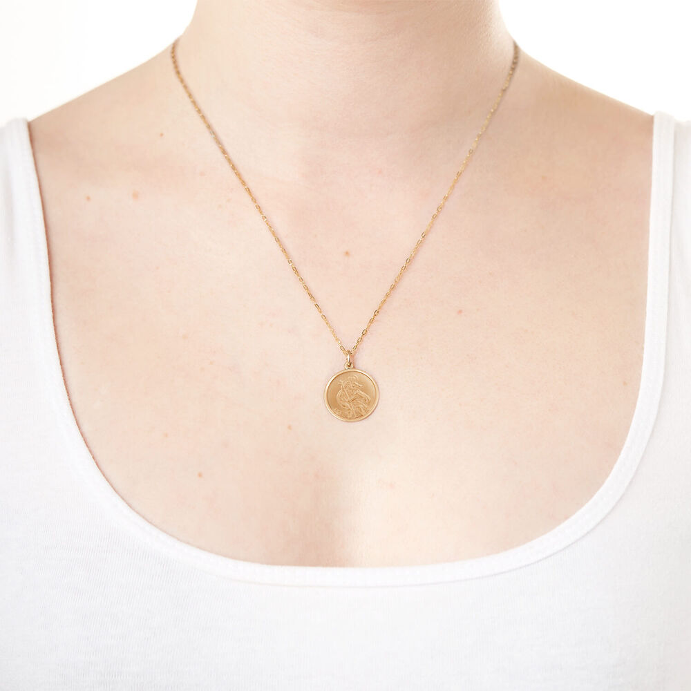 9ct Yellow Gold Round St Christopher's Medal Pendant (Chain Included) image number 3