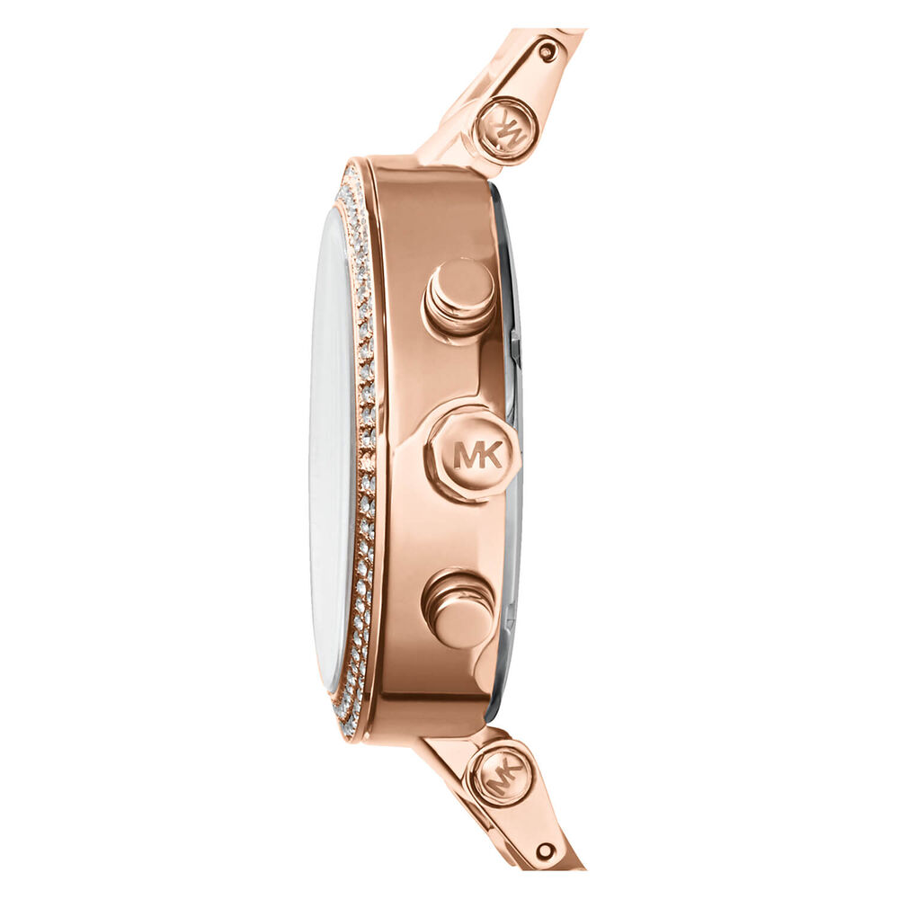 Michael Kors Parker Rose Chronograph Cubic Zirconia Bezel Rose and Pink Bracelet image number 1