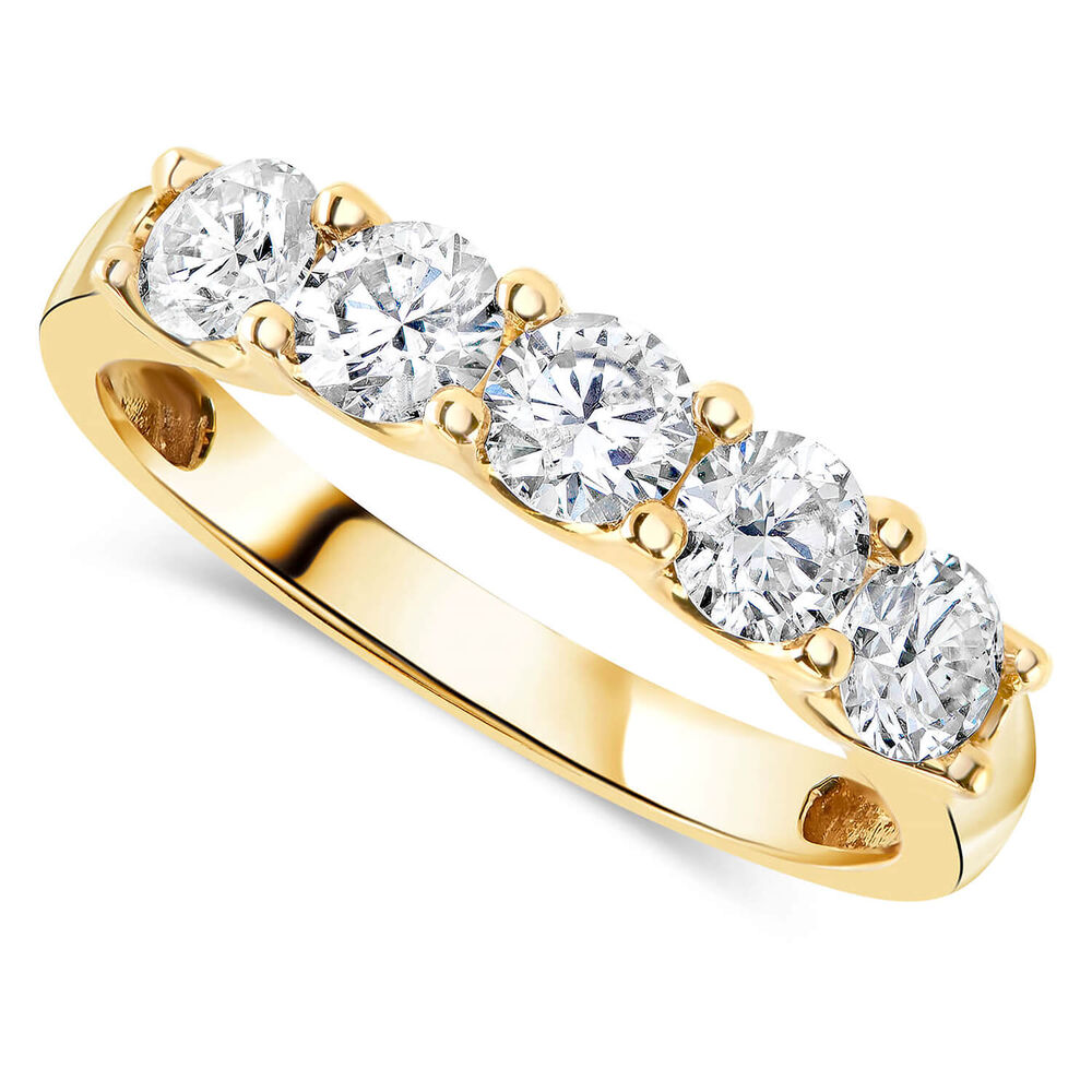 18ct Yellow Gold 5 Round Cut Diamond Stones 0.92ct Ring image number 0