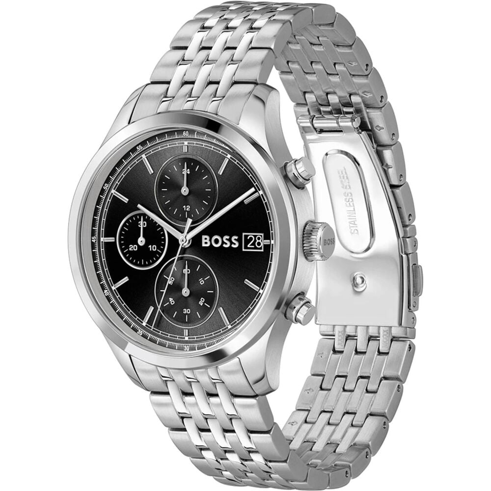 BOSS Stratus 41mm Black Dial Stainless Steel Bracelet Chronograph Watch image number 1