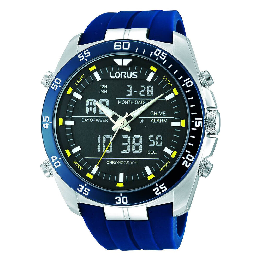 Lorus Chronograph Duo Dial Blue Strap 41mm Mens Watch