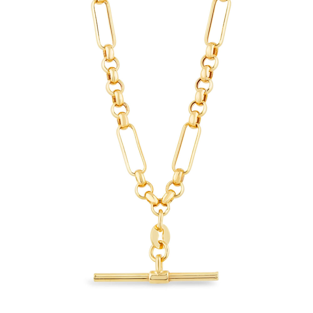 9ct Yellow Gold Belcher Albert T-Bar Necklet image number 0