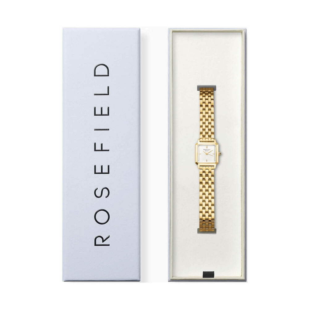 Rosefield Boxelle Gold 19.5x19.5mm White Matte Dial 23k Gold Plated Steel Bracelet Watch image number 4