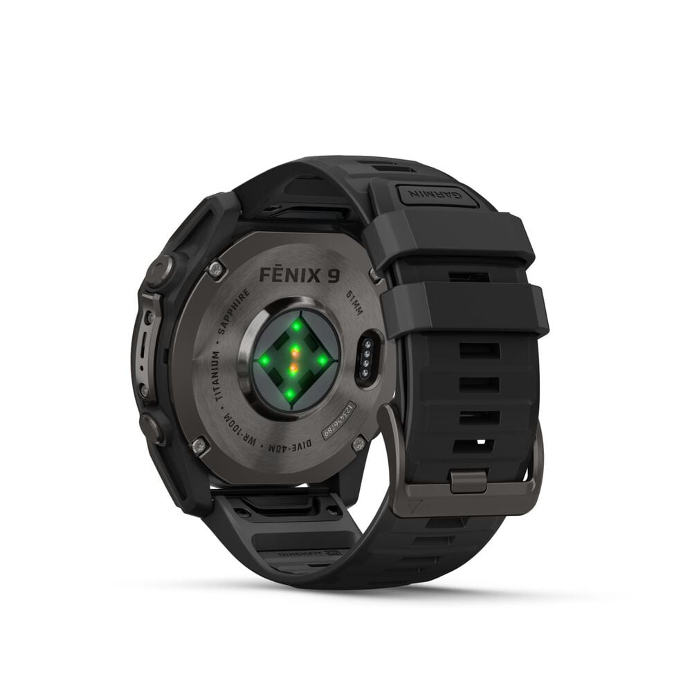 Garmin fenix 9 51mm Carbon Grey DLC Titanium Black Silicone Strap Watch