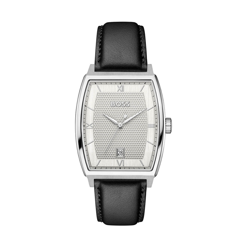 BOSS Principle Ark 39mm Silver Dial Black Leather Strap Watch