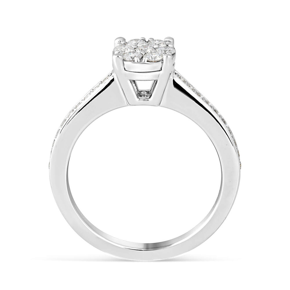 9ct white gold 0.45 carat diamond bridal cluster ring image number 1