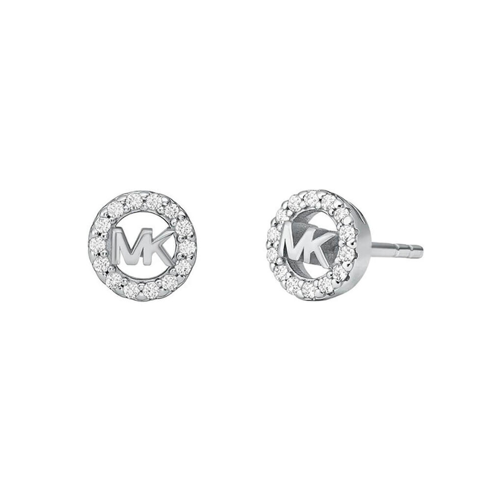 Michael Kors Fulton Rhodium Plated Cubic Zirconia Set Stud Earrings