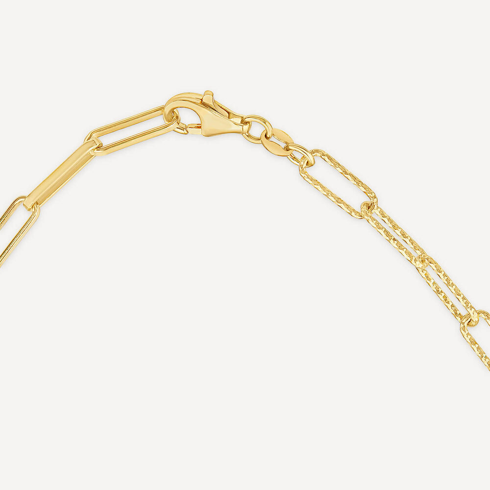 Silver & Yellow Gold Plated Two Tone Paperlink Cubic Zirconia Necklet image number 4