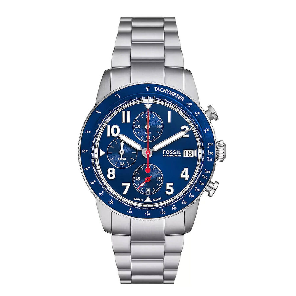 Fossil Sport Tourer Chronograph 42mm Blue Dial Steel Bracelet Watch image number 0