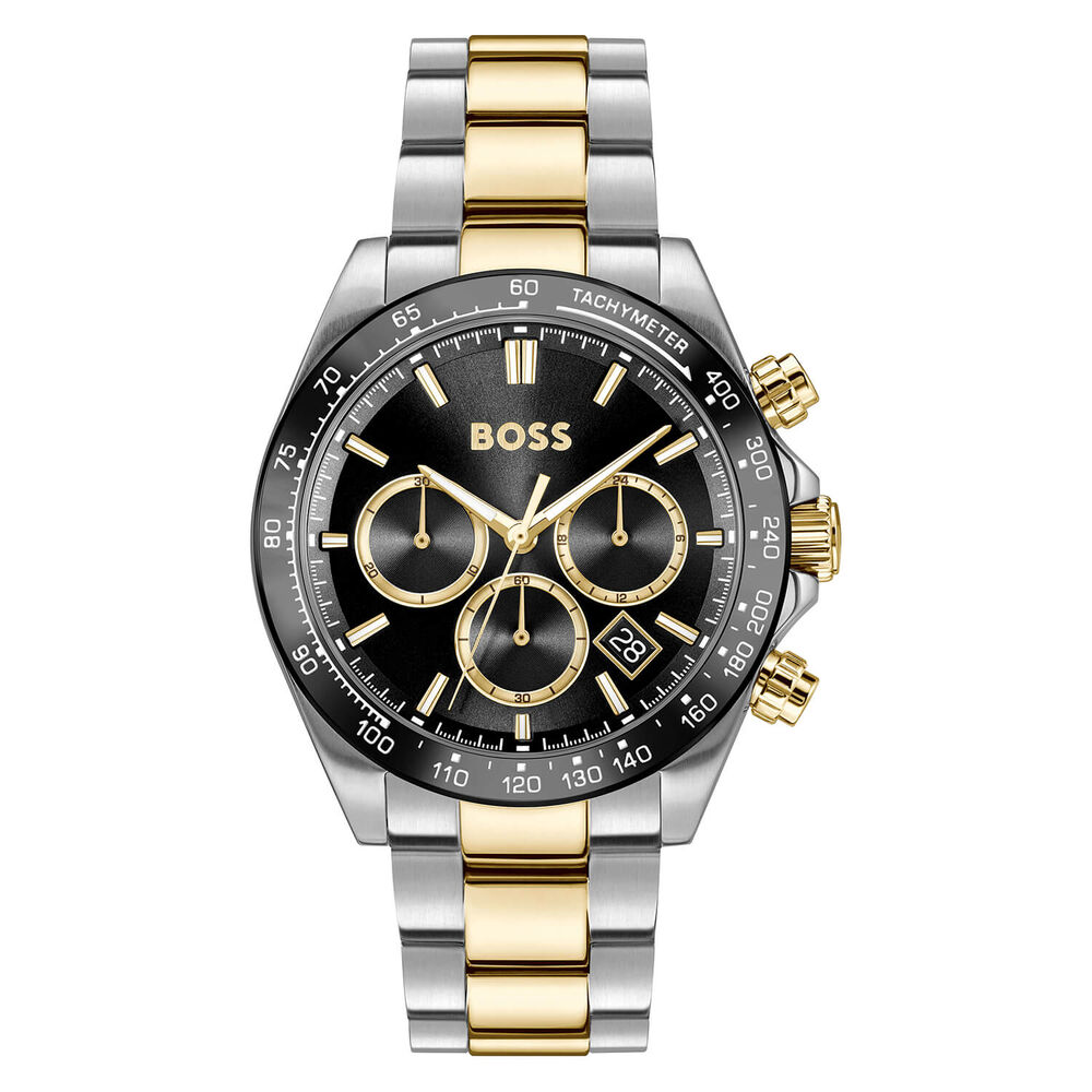 BOSS Hero 2.0 Chronograph 43mm Black Dial Two Tone Steel Bracelet Watch image number 0
